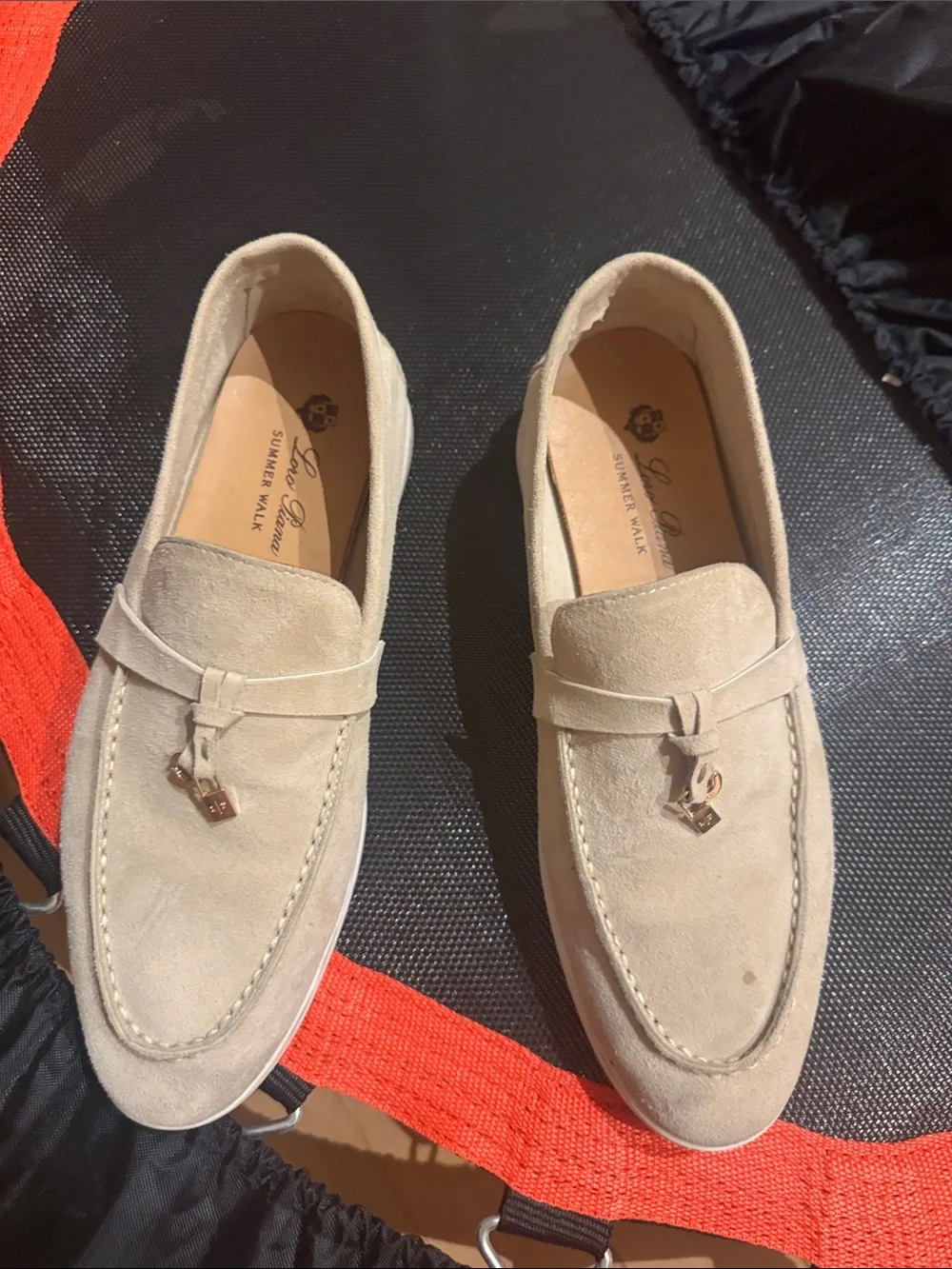 Loro Piana Cream Suede Tassel Penny Loafers